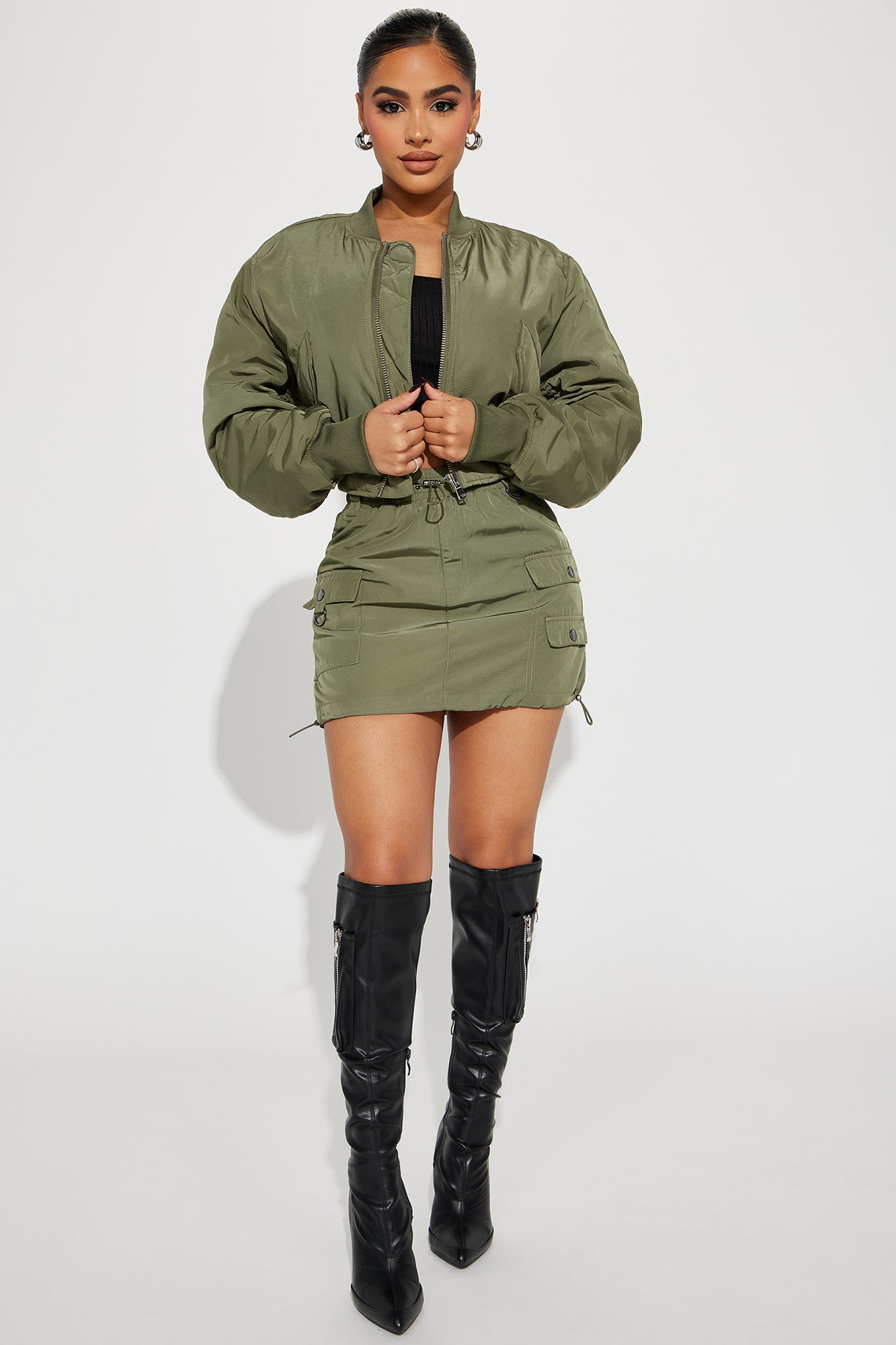 Got To Get Away Bomber Skirt Set
